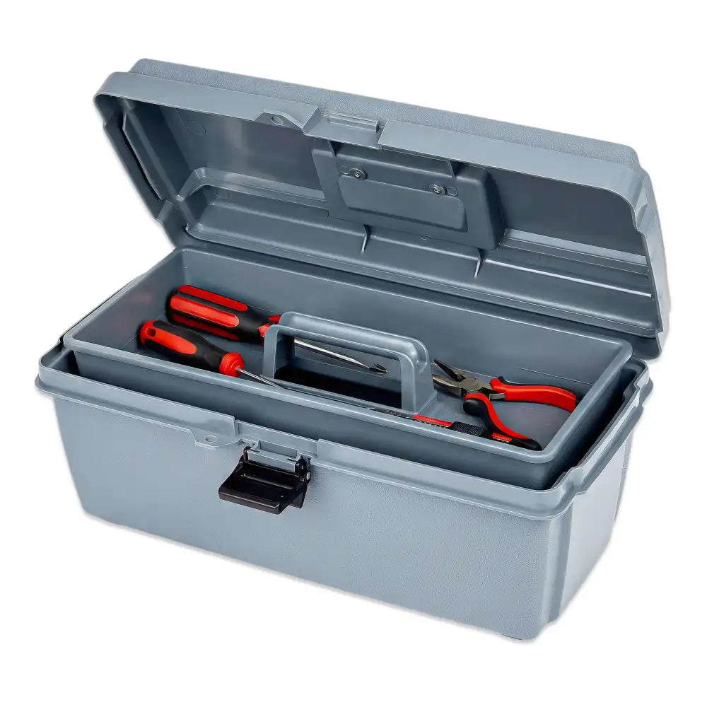 Gray Utility Box 6748HS (17800-2) with Open Interior & Lift-Out Tray