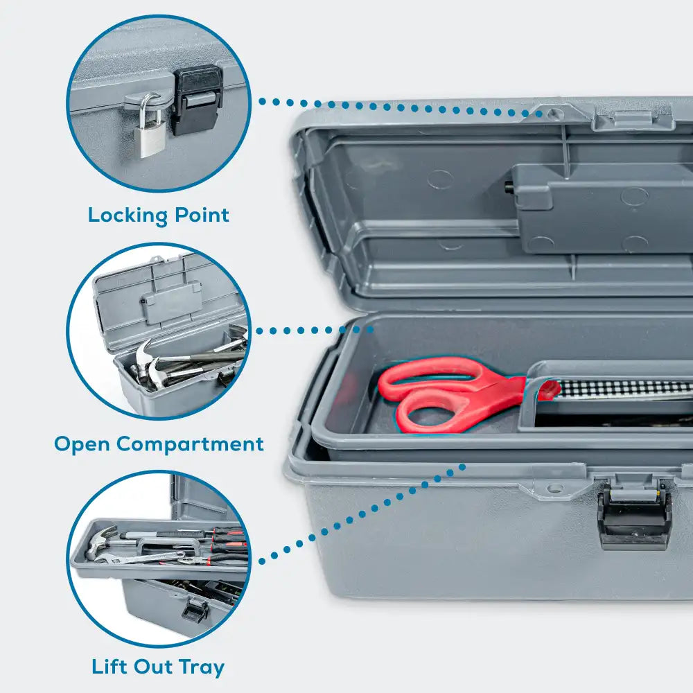 Gray Utility Box 6744HS (14800-2) with Open Interior & Lift-Out Tray
