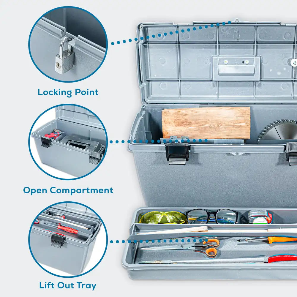 Gray Utility Box 6759HS (23800-2) with Open Interior & Lift-Out Tray