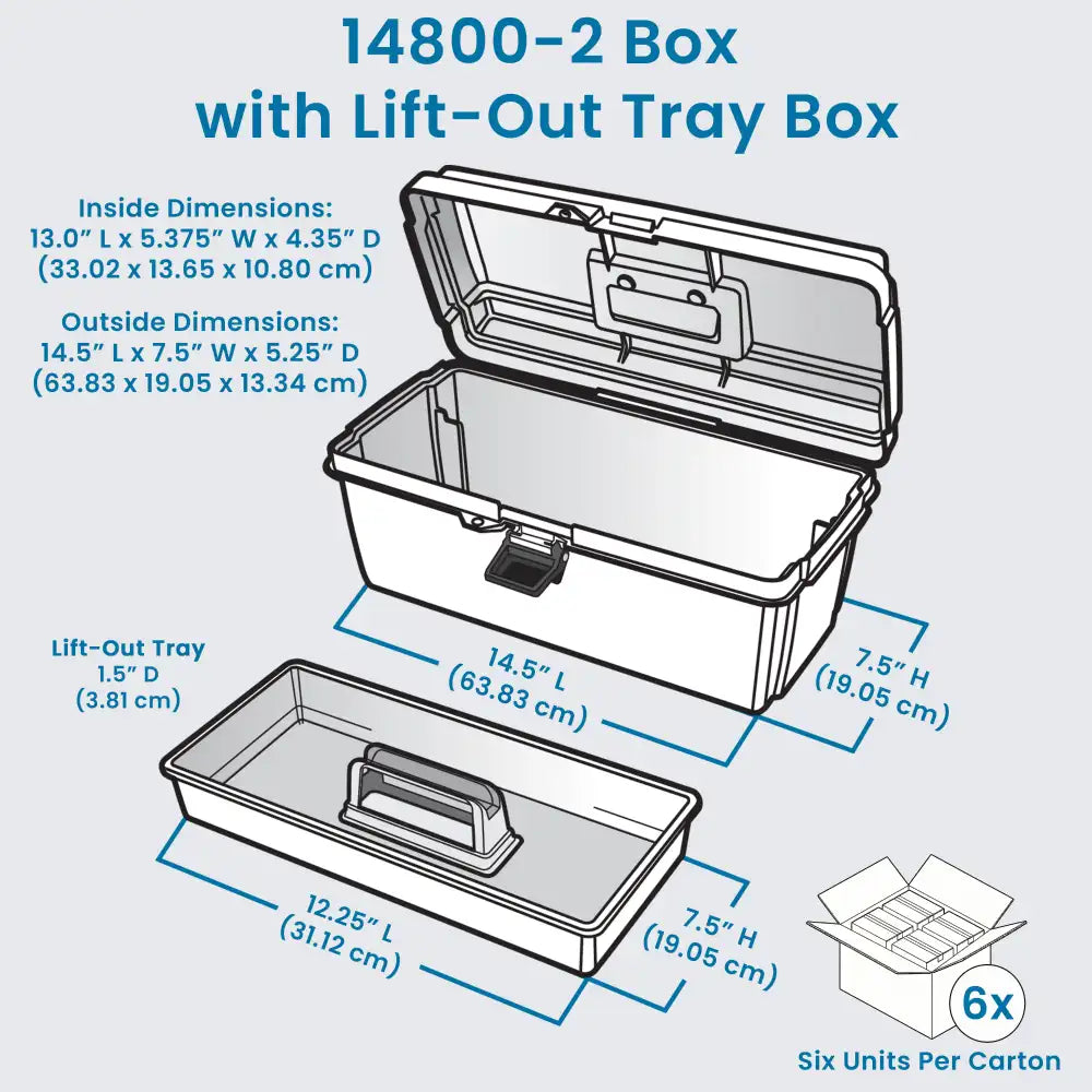 Gray Utility Box 6744HS (14800-2) with Open Interior & Lift-Out Tray