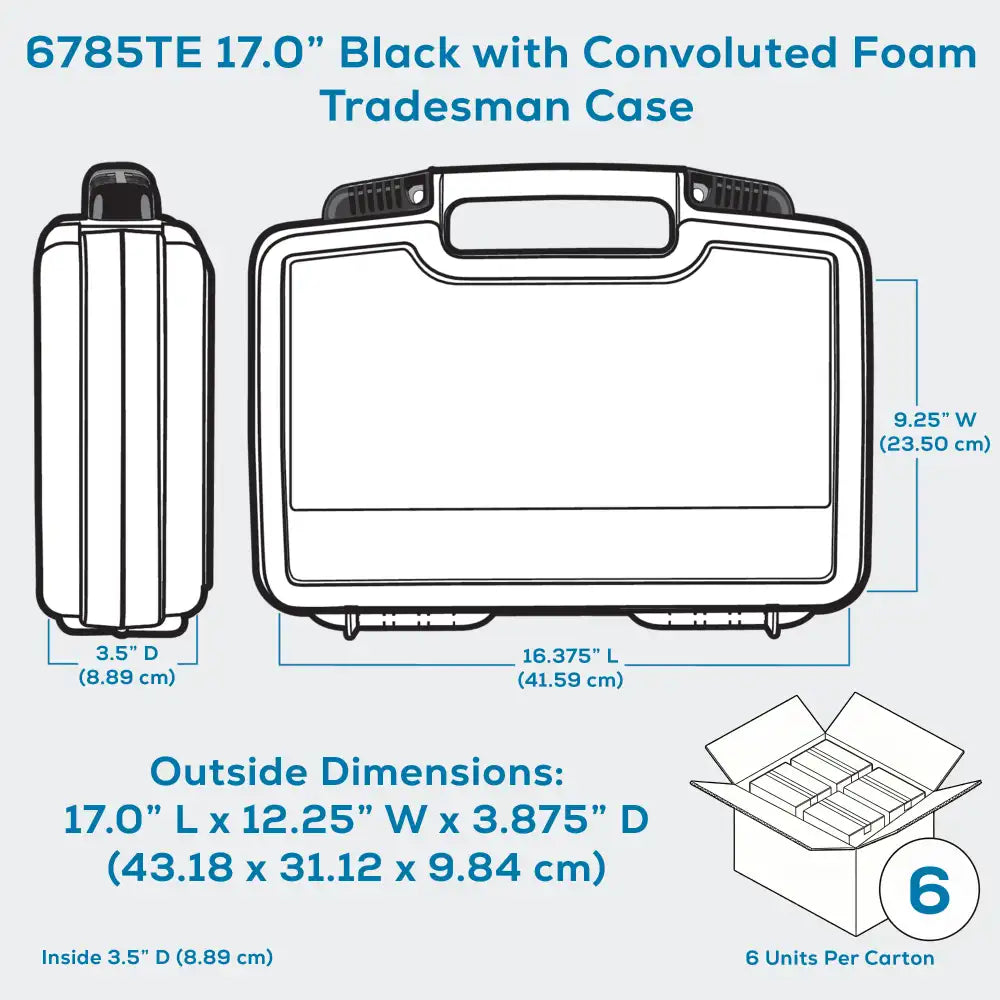 Tradesman™ 17 Inch Black Case 6785TE with Foam Interior - 50/50 Lid to Base Split