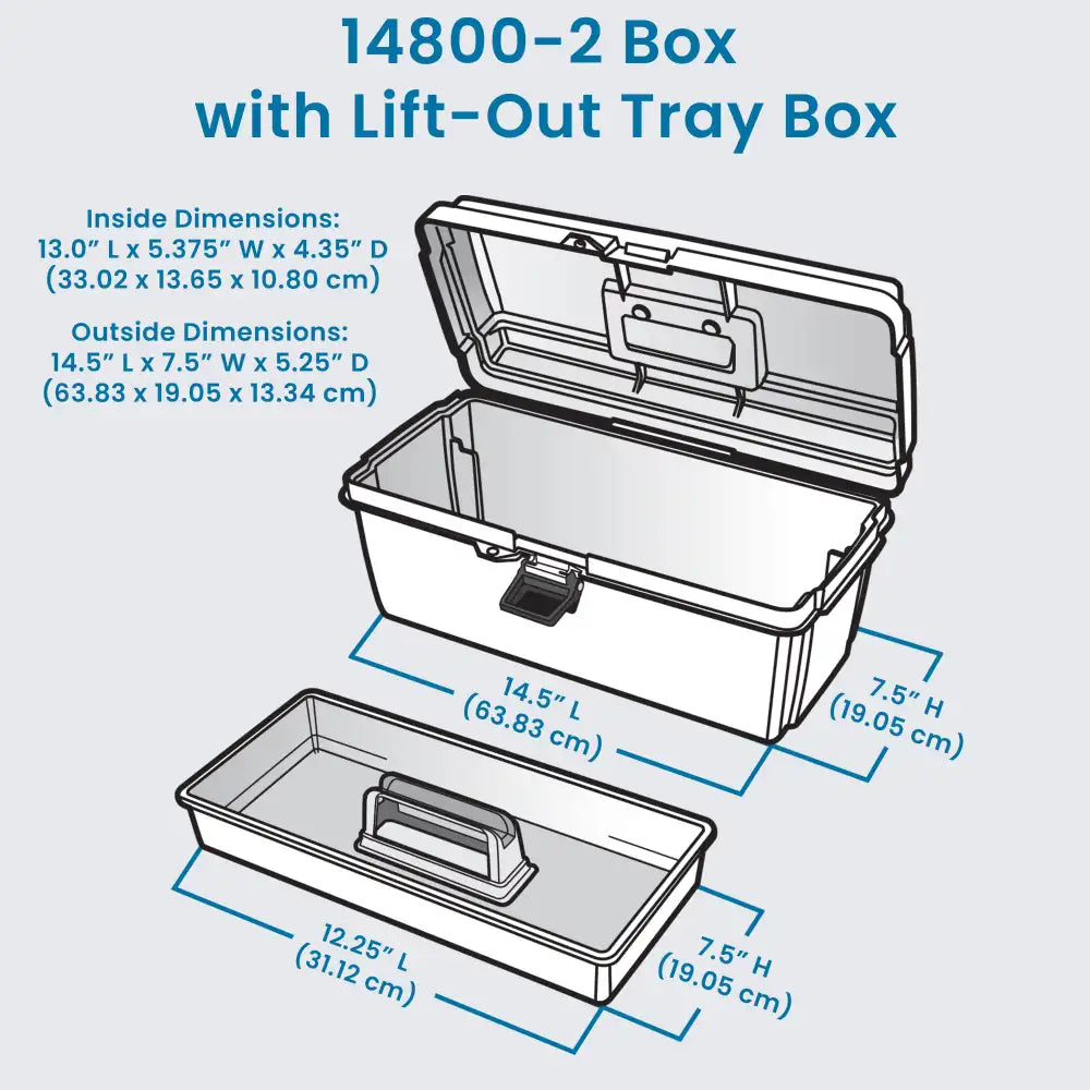 Gray Utility Box 6744HS (14800-2) with Open Interior & Lift-Out Tray
