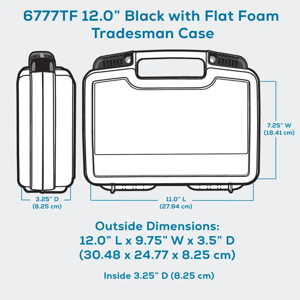 Tradesman™ 12 Inch Black Case 6777TF with Foam Interior - 25/75 Lid to Base Split