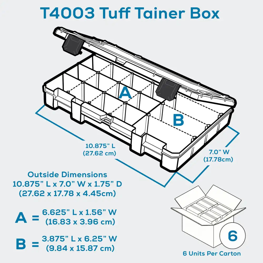 Tuff Tainer® Series 6744TE (T4004) Translucent 5 Compartment Box with Dividers