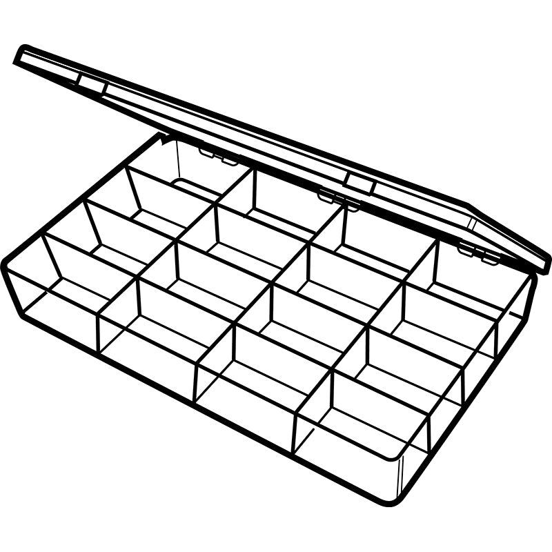 6665KB (K616R) K-Series 4 fixed compartment box with 12 removable dividers open view