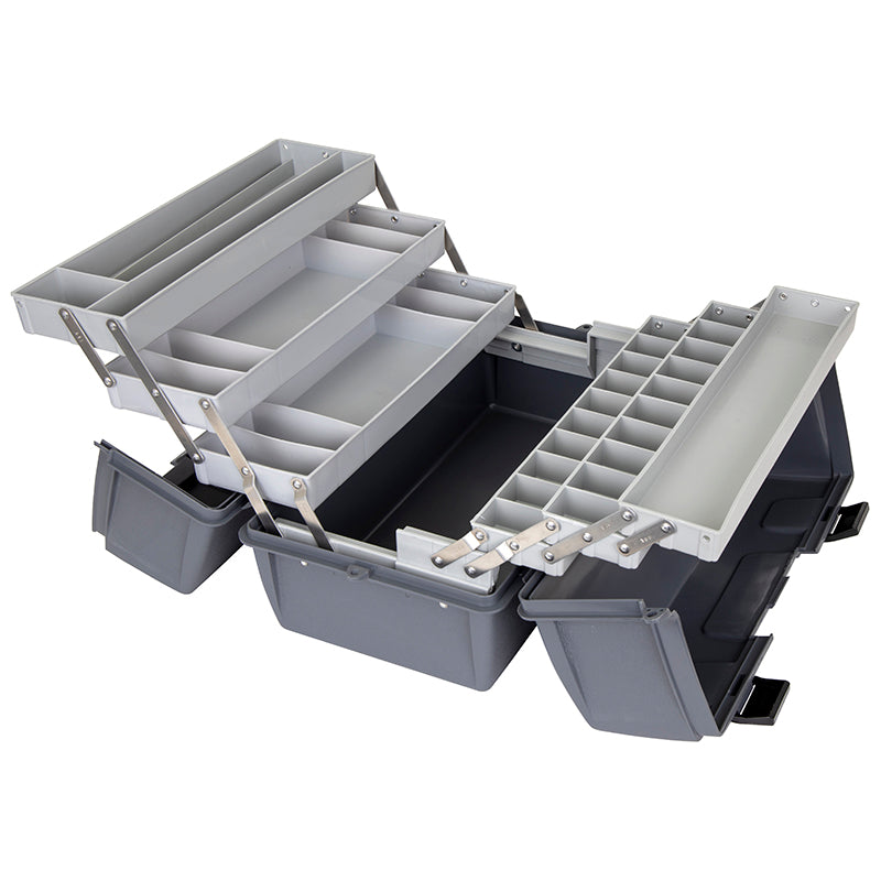 6756HS (19060-2) Utility Box with 6 Cantilever Trays with a total of 35 compartments in trays and 1 bulk storage compartment - Open View