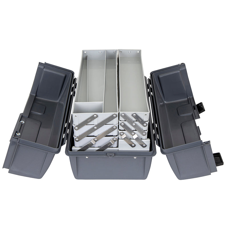 6756HS (19060-2) Utility Box with 6 Cantilever Trays with a total of 35 compartments in trays and 1 bulk storage compartment - Lid Open View