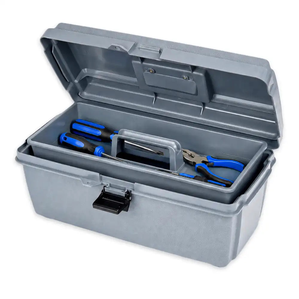 Gray Utility Box 6748HS (17800-2) with Open Interior & Lift-Out Tray