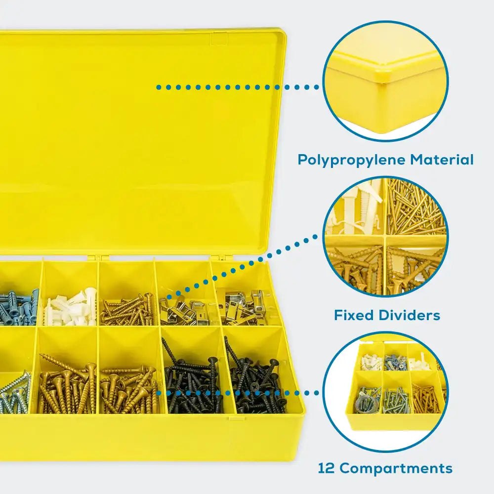 M-Series 6722TF (M812) Opaque Safety Yellow 12 Compartment Box