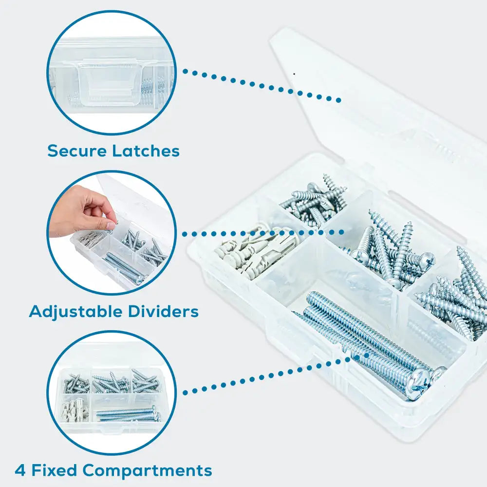 Tuff Tainer® Series 6709TE (T1002) Translucent 4 Compartment Box with Dividers