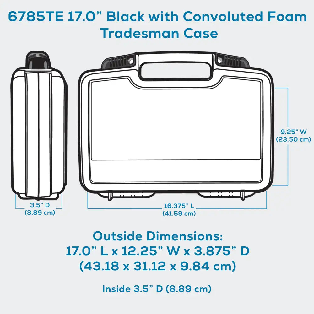 Tradesman™ 17 Inch Black Case 6785TE with Foam Interior - 50/50 Lid to Base Split