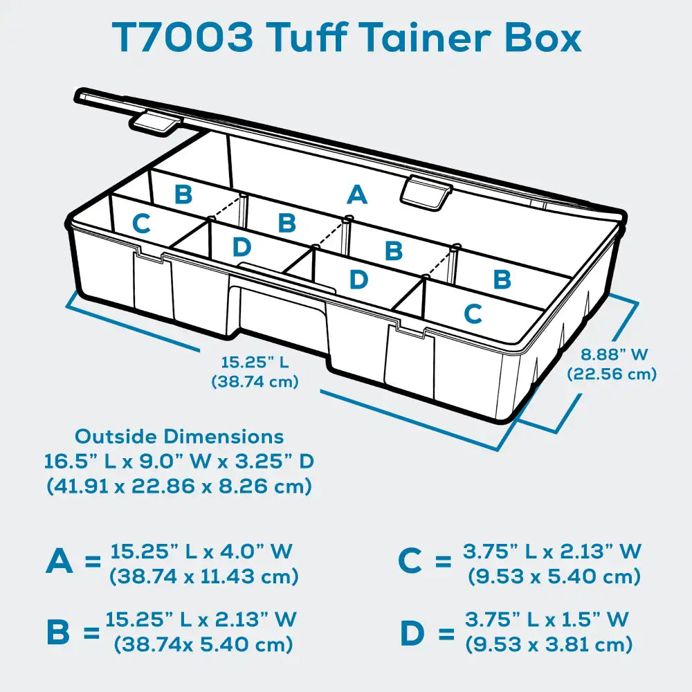 Tuff Tainer® Series 6773TE (T7003) Translucent 6 Compartment Box with Dividers
