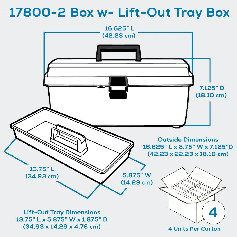 Gray Utility Box 6748HS (17800-2) with Open Interior & Lift-Out Tray