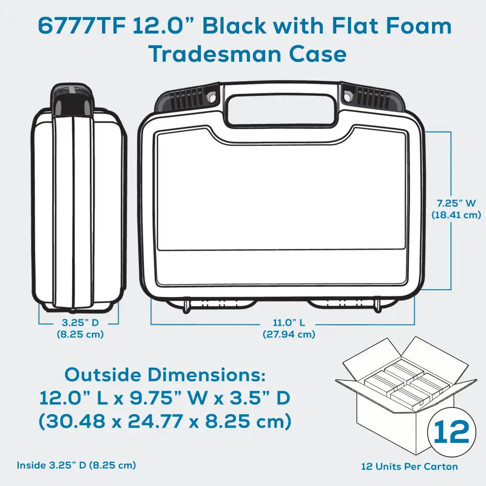Tradesman™ 12 Inch Black Case 6777TF with Foam Interior - 25/75 Lid to Base Split