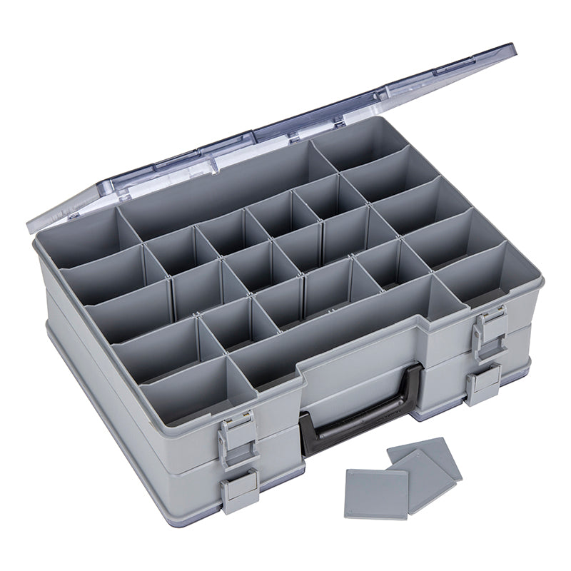 6772AD (748-2) Double-sided Small Industrial Satchel Compartment Case shown open at angle with dividers