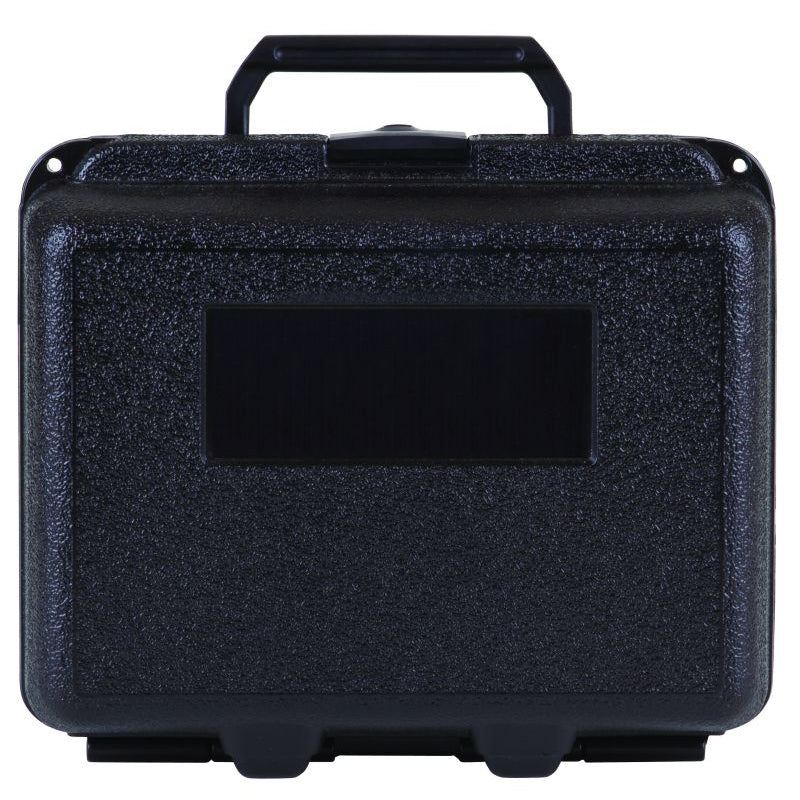 50190F Infinity 10 (FH 4) Integral Hinge Case with Foam Interior – Closed Front View Showing Label Area and Lock Tabs