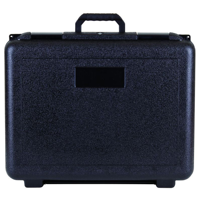 50470F Infinity 20 (FX 5.5) Integral Hinge Case with Foam Interior – Closed Front View Showing Label Area and Lock Tabs