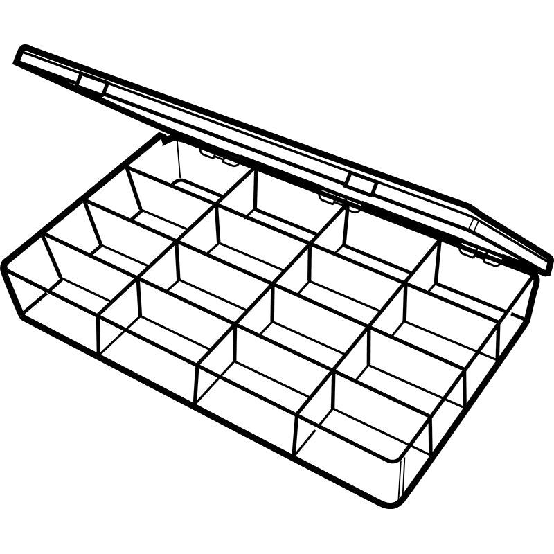 6665KB (K616R) K-Series 4 fixed compartment box with 12 removable dividers open view