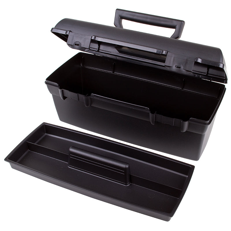 6743HS (13805-2) Lil’ Brute Toolbox with Lift-out Tray Open Angled View with Tray In Front