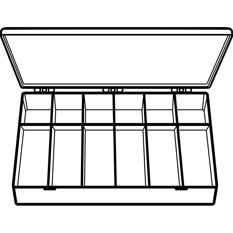 6712DB (M612D) M-Series Deep Twelve Compartment Box Open View