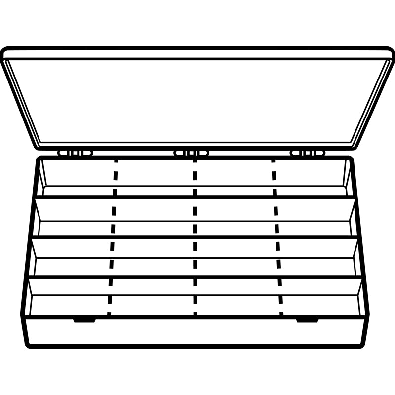 6713TF (M616R) M-Series Four Fixed Compartments with 12 Removable Dividers Box Open View