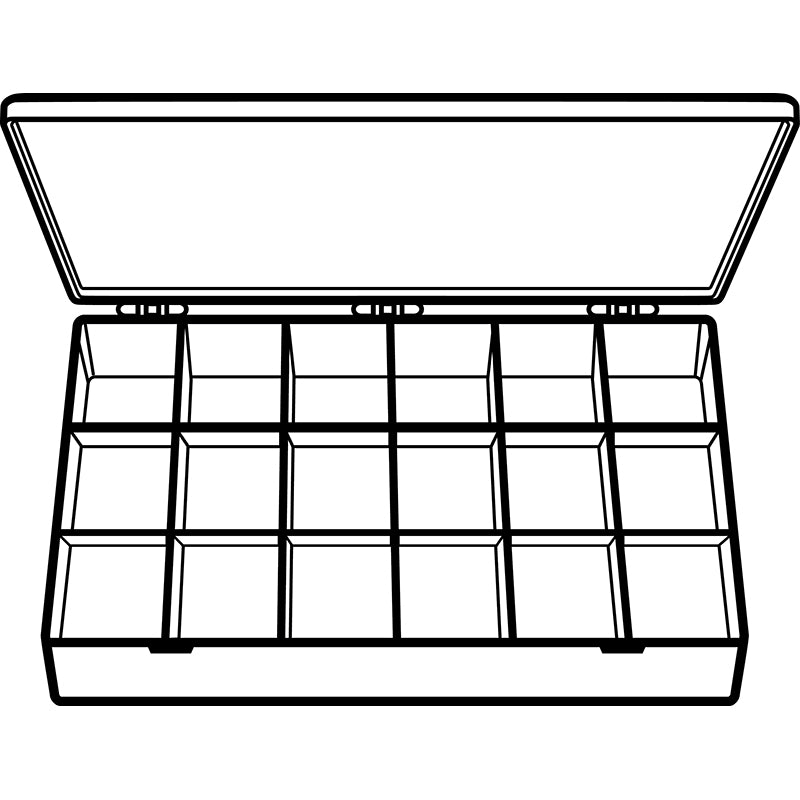 6714DB (M618D) M-Series Deep Eighteen Compartment Box Open View