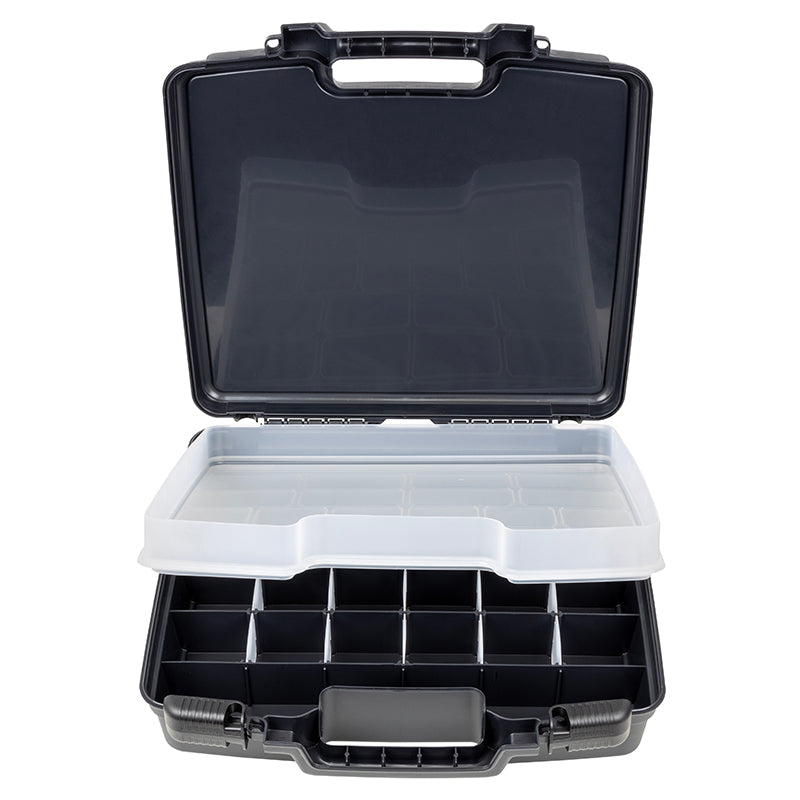 6783TC Merchant 15 Case in Black with Divided Base and Lift-out Tray Open Front View with Tray Lifted