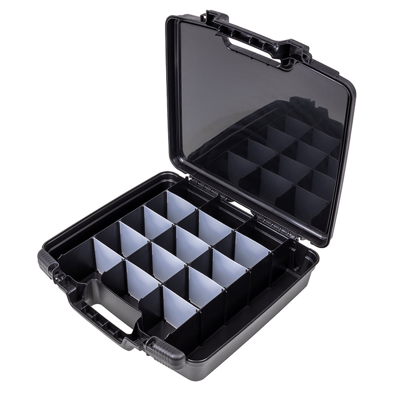 6786TC Merchant 15 Case in Black with Divided Base Open Angled View