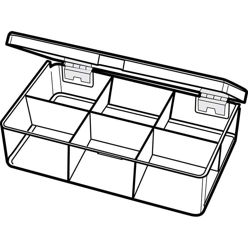 6236MT (5206CL) Mighty-Tuff Series Six Compartment Box Open Angled View