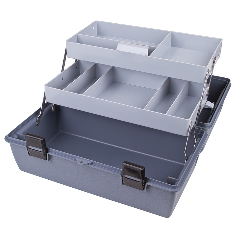 6755HS (18090-2) Utility Box with 2 Cantilever Trays with a total of 8 compartments in trays and 1 bulk storage compartment - Open View