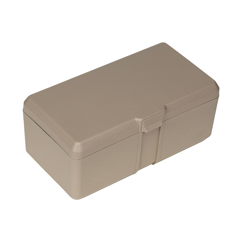 6654DV (V401D-2) V-Series One Compartment Box, Taupe in Color – Angled Closed View