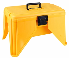 Stand N Store Stool StandN,Store,Stool,tool box,step stool, plastic step stool, plastic storage, stool with handle, storage with handle, yellow stool, safety yellow stools